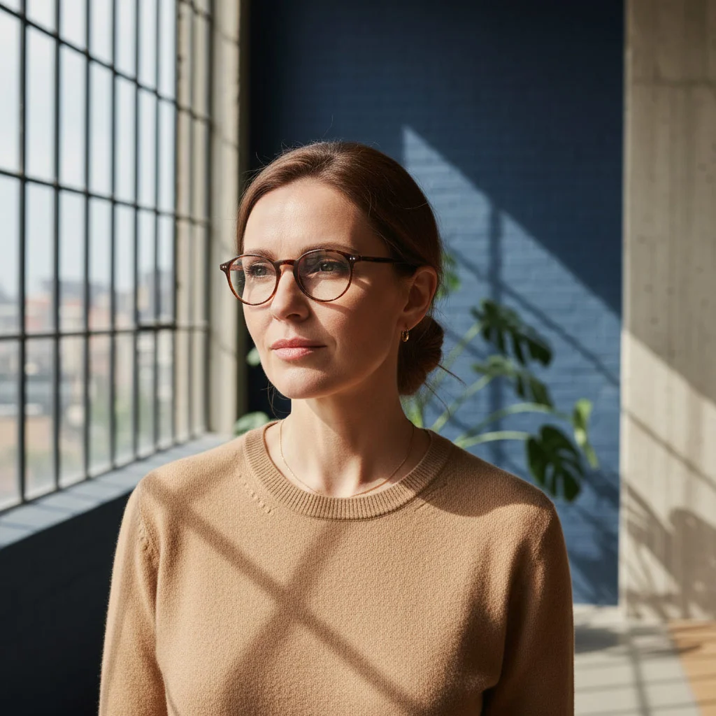 Älterer Mann mit Brille lächelt